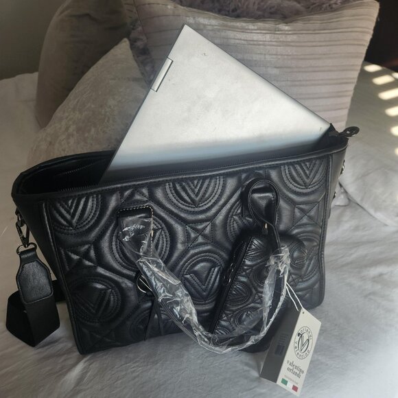Valentino Orlandi *NWT* Black Very Large Tote w/computer pocket, w/Strap NWT - Picture 13 of 16